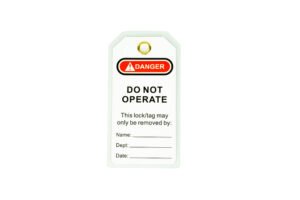 SAFECORE lockout tag with danger do not operate warning for lockout tagout procedures