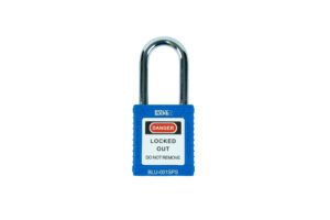 SAFECORE safety padlock with steel shackle in blue