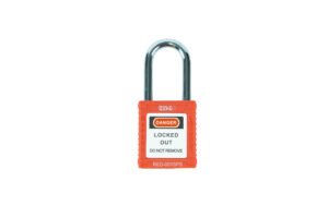 SAFECORE safety padlock with steel shackle in red